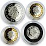 United Kingdom set of 4 coins Piedfort Collection proof silver coin 2009