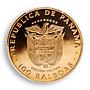 Panama 100 balboas Pre-Columbian Art Cocie style birds PCGS PR68 gold coin 1983