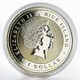 Niue 1 dollar Year of the Pig Successful colored silver proof coin 2007