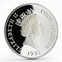 Cook Island 100 dollars Endangered Wildlife Elephant silver proof coin 1991