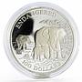 Cook Island 100 dollars Endangered Wildlife Elephant silver proof coin 1991