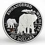 Cook Island 100 dollars Endangered Wildlife Elephant silver proof coin 1991