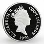 Cook Island 100 dollars Endangered Wildlife Elephant silver proof coin 1991