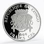 Congo 1000 francs Russian Winter Clock colored silver proof coin 2016