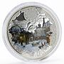 Congo 1000 francs Russian Winter Clock colored silver proof coin 2016