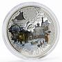 Congo 1000 francs Russian Winter Clock colored silver proof coin 2016