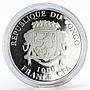 Congo 1000 francs Russian Winter Clock colored silver proof coin 2016