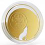 Mongolia 500 togrog Wolf Endangered Wildlife Series silver gilded coin 2013