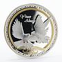 Tokelau 5 dollars Dove Pigeon Yours Always colored gilded proof silver coin 2014