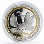 Tokelau 5 dollars Dove Pigeon Yours Always colored gilded proof silver coin 2014