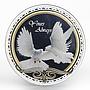 Tokelau 5 dollars Dove Pigeon Yours Always colored gilded proof silver coin 2014