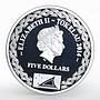 Tokelau 5 dollars Dove Pigeon Yours Always colored gilded proof silver coin 2014