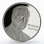 Azerbaijan 50 manat Heydar Aliyev President Map silver proof coin 2004