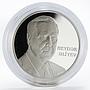 Azerbaijan 50 manat Heydar Aliyev President Map silver proof coin 2004