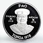 Tonga 2 pa'anga FAO 60th Birthday Animals and Grains proof silver coin 1978