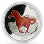 Mongolia 5000 togrog Equus Ferus Wild horse colored proof silver coin 2007