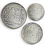 Mexico set of 3 coins Monedas Precolumbinas Bajorrelieve Del Tajin silver 1993