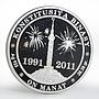 Turkmenistan 10 manat  20 years of Independence Monument proof silver coin 2011