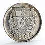 Portugal 10 escudos Boat Sailing silver coin 1942