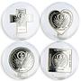 Mariana Islands set of 4 coins Pope John Paul II swarovski proof gilded 2005