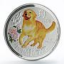 Niue 5 dollars Lunar Year of the Dog colored proof silver coin 2006