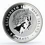 Niue 5 dollars Lunar Year of the Dog colored proof silver coin 2006