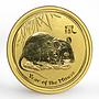 Australia 50 dollars Year of the Mouse Lunar Series II proof gold coin 2008