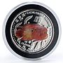 Laos 15000 kip Cichlasoma flower horn fish colored silver proof coin 2003 2004