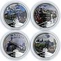 Niue set 4 coins Famous Express Trains proof colored silver 2010