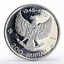 Indonesia 200 rupiah 25th Anniversary Independence Great Bird proof silver 1970