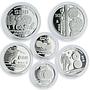 Mexico set of 6 coins Football Sport proof silver coin 1985