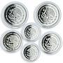 Mexico set of 6 coins Football Sport proof silver coin 1985