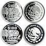 Mexico set of 6 coins Football Sport proof silver coin 1985