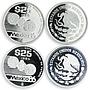 Mexico set of 6 coins Football Sport proof silver coin 1985