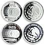 Mexico set of 6 coins Football Sport proof silver coin 1985