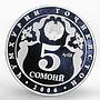 Tajikistan 5 somoni XVth Anniversary of Independence proof silver coin 2006