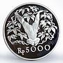 Indonesia 5000 Rupiah Orangutan animal proof silver coin 1974