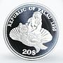 Palau 20 dollars Marine Life Sea Horse proof silver coin 1995