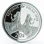 Palau 20 dollars Marine Life Bottle-Nose Dolphin colored proof silver coin 1998