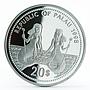 Palau 20 dollars Marine Life Bottle-Nose Dolphin colored proof silver coin 1998