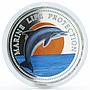 Palau 20 dollars Marine Life Bottle-Nose Dolphin colored proof silver coin 1998