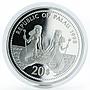 Palau 20 dollars Marine Life Bottle-Nose Dolphin colored proof silver coin 1998