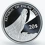 Palau 20 dollars Blue-powder Surgeonfish colored proof silver coin 1994