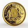 Somali 20 shillings Mom and baby elephant proof gold coin 2007