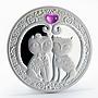 Belarus 20 rubles My Love Cats corundum silver coin 2011