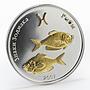 Mongolia 250 tugriks Pisces Zodiac fishes silver gilded 1/2 oz coin 2007