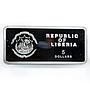 Liberia 5 dollars Year of the Tiger Lunar Rectangular colored silver coin 2010