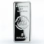 Liberia 5 dollars Year of the Tiger Lunar Rectangular colored silver coin 2010