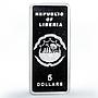 Liberia 5 dollars Year of the Tiger Lunar Rectangular colored silver coin 2010