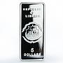 Liberia 5 dollars Year of the Tiger Lunar Rectangular colored silver coin 2010